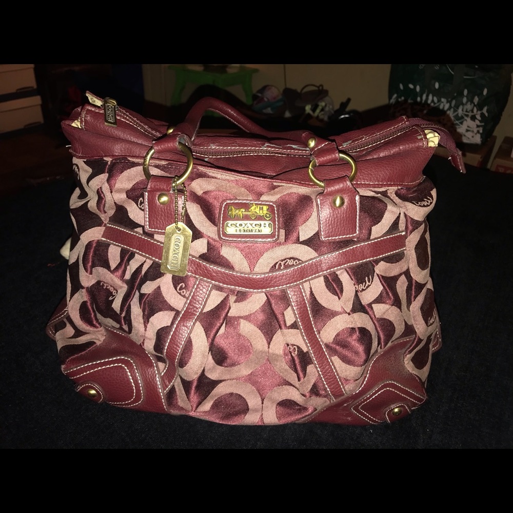 Coach Burgundy and Rose color purse